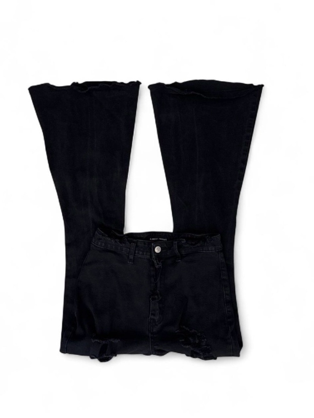 Y2K Vintage Black Distressed Wide Flare Jeans Size 11 (M/L) - Picture 1 of 7